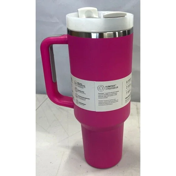 Stanley 40oz Quencher H2.0 FlowState Tumbler Rose Red Pink Sealed Cup NEW - Picture 5 of 8